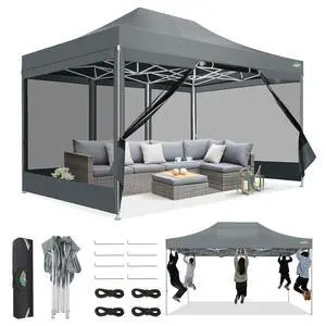 10x15 Heavy Duty Pop Up Canopy Tent with Mosquito Netting Sidewalls 10x15 Heavy Duty Pop Up Canopy Tent with Mosquito Netting Sidewalls
