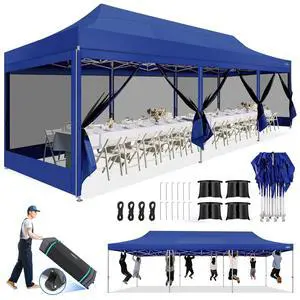 10x30 Heavy Duty Pop Up Canopy Tent with Mosquito Netting Sidewalls 10x30 Heavy Duty Pop Up Canopy Tent with Mosquito Netting Sidewalls