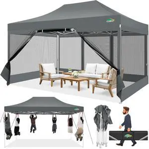 10x15 Heavy Duty Pop Up Canopy Tent with 4 Mosquito Netting Walls 10x15 Heavy Duty Pop Up Canopy Tent with 4 Mosquito Netting Walls