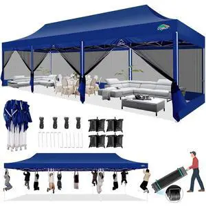 10x30 Heavy Duty Pop Up Canopy Tent with 8 Mosquito Netting Walls 10x30 Heavy Duty Pop Up Canopy Tent with 8 Mosquito Netting Walls