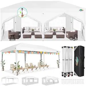 10x20 FT Pop up Canopy Tent with Sidewalls, Party Tents for Parties, Carpas para Fiestas, Easy Set Large Outdoor Popup Patio Gazebo for Backyard,Weddings,Vendor,Commercial Event,White (Upgrade) 10x20 FT Pop up Canopy Tent with Sidewalls, Party Tents for Parties, Carpas para Fiestas, Easy Set Large Outdoor Popup Patio Gazebo for Backyard,Weddings,Vendor,Commercial Event,White (Upgrade)