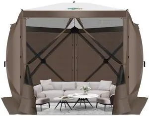10x10 Pop Up Gazebo, Screen Tent with Carry Bag & Stakes, Brown 10x10 Pop Up Gazebo, Screen Tent with Carry Bag & Stakes, Brown