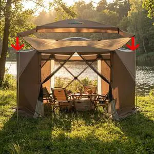12x12FT Pop Up Gazebo Screen Tent Screen House for Camping, Screen Room with Mosquito Netting, Hub Tent Instant Screened Canopy with Carrying Bag and Ground Stakes, Brown(Upgraded) 12x12FT Pop Up Gazebo Screen Tent Screen House for Camping, Screen Room with Mosquito Netting, Hub Tent Instant Screened Canopy with Carrying Bag and Ground Stakes, Brown(Upgraded)