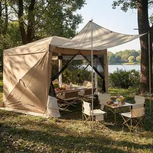 12x12FT Pop Up Gazebo Screen Tent Screen House for Camping, Camping Outdoor Screened Gazebo with Sidewalls, Hub Tent Instant Screened Canopy with Carrying Bag and Ground Stakes, Khaki(Upgraded) 12x12FT Pop Up Gazebo Screen Tent Screen House for Camping, Camping Outdoor Screened Gazebo with Sidewalls, Hub Tent Instant Screened Canopy with Carrying Bag and Ground Stakes, Khaki(Upgraded)