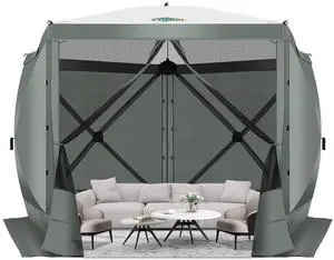 10x10 Pop Up Gazebo, Screen Tent with Carry Bag & Stakes, Gray 10x10 Pop Up Gazebo, Screen Tent with Carry Bag & Stakes, Gray