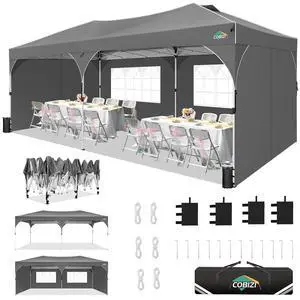 10x20 Pop Up Canopy with 4 Sidewalls, 1-Person Setup, Waterproof 10x20 Pop Up Canopy with 4 Sidewalls, 1-Person Setup, Waterproof