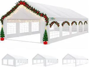 16x32 Heavy Duty Party Tent Outdoor Waterproof Canopy with 14 Church Windows & 10 Sidewalls, Built-in Sandbag, White Powder Coating Commercial Event Shelter Tents for Parties Wedding BBQ Patio 16x32 Heavy Duty Party Tent Outdoor Waterproof Canopy with 14 Church Windows & 10 Sidewalls, Built-in Sandbag, White Powder Coating Commercial Event Shelter Tents for Parties Wedding BBQ Patio