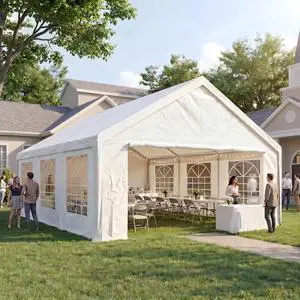 16x20 Heavy Duty Party Tent Outdoor Waterproof Canopy with 10 Church Windows & 6 Sidewalls, Built-in Sandbag, White Powder Coating Commercial Event Shelter Tents for Parties BBQ Patio Wedding 16x20 Heavy Duty Party Tent Outdoor Waterproof Canopy with 10 Church Windows & 6 Sidewalls, Built-in Sandbag, White Powder Coating Commercial Event Shelter Tents for Parties BBQ Patio Wedding