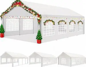 13x26 Heavy Duty Party Tent Outdoor Waterproof Canopy with 10 Church Windows & 8 Sidewalls, Built-in Sandbag, White Powder Coating Commercial Event Shelter Tents for Parties Wedding BBQ Patio 13x26 Heavy Duty Party Tent Outdoor Waterproof Canopy with 10 Church Windows & 8 Sidewalls, Built-in Sandbag, White Powder Coating Commercial Event Shelter Tents for Parties Wedding BBQ Patio