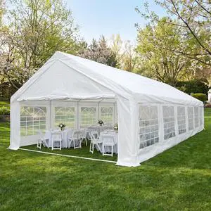 20x40 Heavy Duty Party Tent Outdoor Waterproof Canopy with 16 Church Windows & 12 Sidewalls, Built-in Sandbag, White Powder Coating Commercial Event Shelter Tents for Parties Wedding Patio BBQ 20x40 Heavy Duty Party Tent Outdoor Waterproof Canopy with 16 Church Windows & 12 Sidewalls, Built-in Sandbag, White Powder Coating Commercial Event Shelter Tents for Parties Wedding Patio BBQ