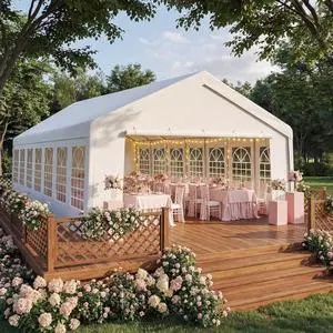 20x50 Heavy Duty Party Tent Waterproof, 14 Church Windows with Sidewalls, Built-in Sandbag, Large Outdoor Canopy Gazebo for Wedding, Backyard, BBQ & Patio, White 20x50 Heavy Duty Party Tent Waterproof, 14 Church Windows with Sidewalls, Built-in Sandbag, Large Outdoor Canopy Gazebo for Wedding, Backyard, BBQ & Patio, White