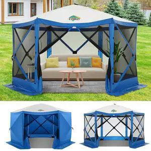 12x12 FT Pop Up Canopy Shelter Tent, Large Gazebos On Clearance with Sidewalls, Screened in Gazebo, Screen Tents Portable carpas para Patio for Outdoor Camping, Backyard, Garden, Beach, Blue 12x12 FT Pop Up Canopy Shelter Tent, Large Gazebos On Clearance with Sidewalls, Screened in Gazebo, Screen Tents Portable carpas para Patio for Outdoor Camping, Backyard, Garden, Beach, Blue