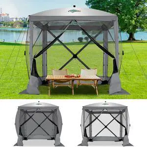 6x6 FT Pop up Gazebo Tent, Screen Tent with Sidewalls, Waterproof Portable Outdoor Small Screen Tents Sun Shelter, Carpas para Patio for Outdoor Camping, Backyard and Garden, Gray 6x6 FT Pop up Gazebo Tent, Screen Tent with Sidewalls, Waterproof Portable Outdoor Small Screen Tents Sun Shelter, Carpas para Patio for Outdoor Camping, Backyard and Garden, Gray