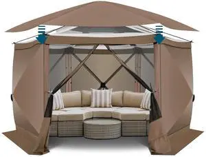 12x12 FT Pop Up Canopy Stargazing Tent, Gazebos On Clearance with Removable Roof, Screened in Gazebo, Screen Tents Portable carpas para Patio for Outdoor Camping,Backyard,Garden,Brown(Pro) 12x12 FT Pop Up Canopy Stargazing Tent, Gazebos On Clearance with Removable Roof, Screened in Gazebo, Screen Tents Portable carpas para Patio for Outdoor Camping,Backyard,Garden,Brown(Pro)
