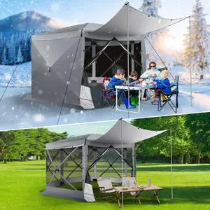 12x12 FT Pop Up Canopy Extendable Tent, Gazebos On Clearance with Removable Roof, Screened in Gazebo with sidewalls, Screen Tents Portable carpas para Patio for Outdoor Camping,Backyard,Gray 12x12 FT Pop Up Canopy Extendable Tent, Gazebos On Clearance with Removable Roof, Screened in Gazebo with sidewalls, Screen Tents Portable carpas para Patio for Outdoor Camping,Backyard,Gray