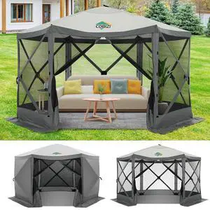 12x12 FT Pop Up Canopy Shelter Tent, Large Gazebos On Clearance with Sidewalls, Screened in Gazebo, Screen Tents Portable carpas para Patio for Outdoor Camping, Backyard, Garden, Beach,Grey 12x12 FT Pop Up Canopy Shelter Tent, Large Gazebos On Clearance with Sidewalls, Screened in Gazebo, Screen Tents Portable carpas para Patio for Outdoor Camping, Backyard, Garden, Beach,Grey