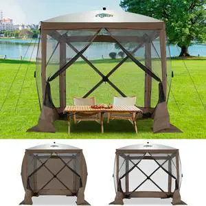6x6 FT Pop up Gazebo, Popup Canopy Tent, Screened in Gazebos with sidewalls, Waterproof Portable Outdoor Small Screen Tents Sun Shelter,carpas para Patio for Camping, Garden and Backyard,Brown 6x6 FT Pop up Gazebo, Popup Canopy Tent, Screened in Gazebos with sidewalls, Waterproof Portable Outdoor Small Screen Tents Sun Shelter,carpas para Patio for Camping, Garden and Backyard,Brown