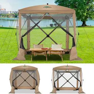6x6 FT Pop up Gazebo Tent, Screen Tent with Sidewalls, Waterproof Portable Outdoor Small Screen Tents Sun Shelter, Carpas para Patio for Outdoor Camping, Backyard and Garden, Khaki 6x6 FT Pop up Gazebo Tent, Screen Tent with Sidewalls, Waterproof Portable Outdoor Small Screen Tents Sun Shelter, Carpas para Patio for Outdoor Camping, Backyard and Garden, Khaki