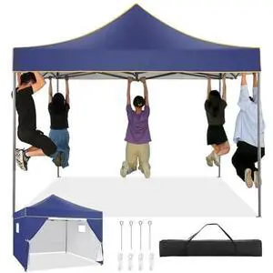 10x10 Heavy Duty Pop Up Canopy Tent for Event Commercial Instant Canopy with 4 Sidewalls, Portable Vendor Outdoor Tent for PartiesBackyard, Camping, Waterproof UPF50+, Dark Blue 10x10 Heavy Duty Pop Up Canopy Tent for Event Commercial Instant Canopy with 4 Sidewalls, Portable Vendor Outdoor Tent for PartiesBackyard, Camping, Waterproof UPF50+, Dark Blue