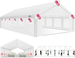 20x50 Heavy Duty Party Tent Waterproof, 14 Church Windows with Sidewalls, Built-in Sandbag, Large Outdoor Canopy Gazebo for Wedding & Backyard, White 20x50 Heavy Duty Party Tent Waterproof, 14 Church Windows with Sidewalls, Built-in Sandbag, Large Outdoor Canopy Gazebo for Wedding & Backyard, White