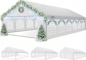 20x40 Outdoor Party Tent Heavy Duty Waterproof Canopy Shelter with 12 Sidewalls & 16 Church Windows, White Powder Coating, Built-in Sandbag Commercial Event Tents for Parties Wedding BBQ Patio 20x40 Outdoor Party Tent Heavy Duty Waterproof Canopy Shelter with 12 Sidewalls & 16 Church Windows, White Powder Coating, Built-in Sandbag Commercial Event Tents for Parties Wedding BBQ Patio