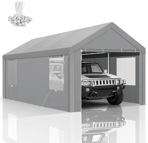 10x20 FT Heavy Duty Carport with Galvanized Frame, 10x20 FT Heavy Duty Carport with Galvanized Frame,