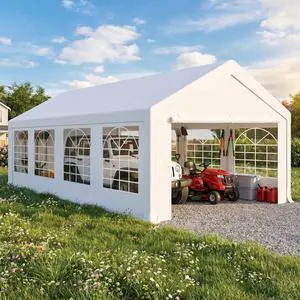 Carport 13x26FT Party Tent Heavy Duty,Storage Shelter Shed Portable Garage withh 8 Sidewalls & Built-in Sandbags, Waterproof Wedding Canopy Gazebo Commercial Tent for Party, Camping, Patio Carport 13x26FT Party Tent Heavy Duty,Storage Shelter Shed Portable Garage withh 8 Sidewalls & Built-in Sandbags, Waterproof Wedding Canopy Gazebo Commercial Tent for Party, Camping, Patio