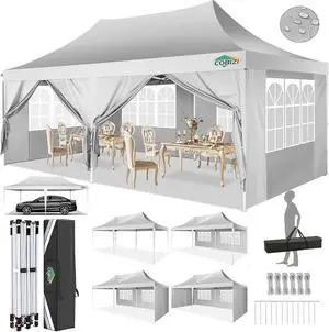 10×20 Pop-Up Canopy Easy Setup Gazebo with Elevated Frame, White 10×20 Pop-Up Canopy Easy Setup Gazebo with Elevated Frame, White