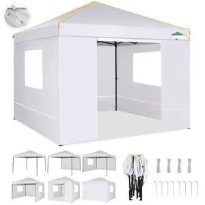 10×10 Easy Setup Pop Up Canopy Gazebo with Mesh Windows 2.0, White 10×10 Easy Setup Pop Up Canopy Gazebo with Mesh Windows 2.0, White