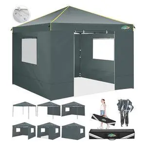 10×10 Easy Setup Pop Up Canopy Gazebo with Mesh Windows 2.0, Grey 10×10 Easy Setup Pop Up Canopy Gazebo with Mesh Windows 2.0, Grey