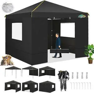 10×10 Easy Setup Pop Up Canopy Gazebo with Mesh Windows 2.0, Black 10×10 Easy Setup Pop Up Canopy Gazebo with Mesh Windows 2.0, Black