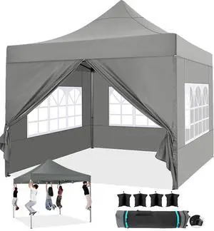 10x10 Pop up Canopy Tent Heavy Duty, Easy Set-up Commercial Outdoor Party Tent, 100% Waterproof Wedding Tents Gazebo, 3 Height Adjustable with Wheeled Bag, Gray 10x10 Pop up Canopy Tent Heavy Duty, Easy Set-up Commercial Outdoor Party Tent, 100% Waterproof Wedding Tents Gazebo, 3 Height Adjustable with Wheeled Bag, Gray