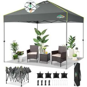 10x10 Pop Up Canopy Tent Without Removable Sidewalls, One Push Party Tent Outdoor Waterproof Event Canopy with Air Vent for Parties Commercial Wedding, 3 Height, Carry Bag, Sandbag, Gray 10x10 Pop Up Canopy Tent Without Removable Sidewalls, One Push Party Tent Outdoor Waterproof Event Canopy with Air Vent for Parties Commercial Wedding, 3 Height, Carry Bag, Sandbag, Gray