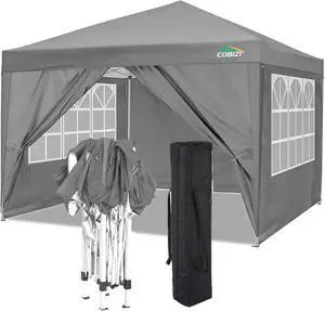 10x10 One Push Easy Up Pop Up Canopy Tent with 4 Sidewalls, Gray 10x10 One Push Easy Up Pop Up Canopy Tent with 4 Sidewalls, Gray
