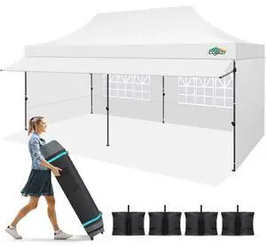10x20 Pop Up Canopy Tent with Awning & Removable Sidewalls, Heavy Duty Commercial Gazebo, Waterproof UPF 50+ Instant Portable Event Tent for Outdoor Party, Wedding, Market, White 10x20 Pop Up Canopy Tent with Awning & Removable Sidewalls, Heavy Duty Commercial Gazebo, Waterproof UPF 50+ Instant Portable Event Tent for Outdoor Party, Wedding, Market, White