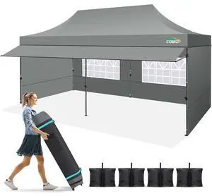 10x20 Pop Up Canopy Tent with Awning & Sidewalls, Heavy Duty Commercial 10X20 Canopy Tents Instant Waterproof, UPF 50+ Sun Shade for Outdoor, Parties, Markets (Gray) 10x20 Pop Up Canopy Tent with Awning & Sidewalls, Heavy Duty Commercial 10X20 Canopy Tents Instant Waterproof, UPF 50+ Sun Shade for Outdoor, Parties, Markets (Gray)