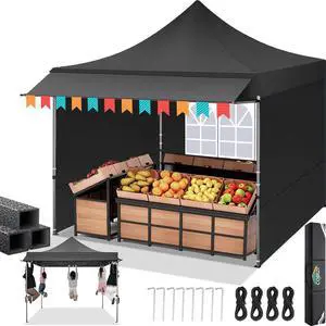 10x10 Heavy Duty Pop Up Canopy Easy Up Commercial Event Tent, Black 10x10 Heavy Duty Pop Up Canopy Easy Up Commercial Event Tent, Black