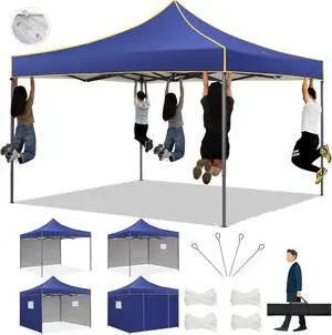 Pop Up Canopy Heavy Duty Sidewalls, Commercial Heavy Duty Pop Up Tent for Parties All Weather Waterproof and UV 50+ Wedding Tent with Roller Bag (Deep Blue - 10x10FT) Pop Up Canopy Heavy Duty Sidewalls, Commercial Heavy Duty Pop Up Tent for Parties All Weather Waterproof and UV 50+ Wedding Tent with Roller Bag (Deep Blue - 10x10FT)