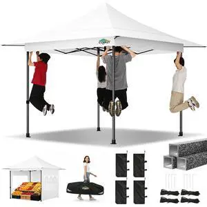 13x13 Pop Up Canopy Tent Heavy Duty with Sidewalls & Auto-Extending Eaves Outdoor Gazebo Easy Up for Backyard Party Commercial Events, All Weather Waterproof UV 50+(Leg Upgraded) White 13x13 Pop Up Canopy Tent Heavy Duty with Sidewalls & Auto-Extending Eaves Outdoor Gazebo Easy Up for Backyard Party Commercial Events, All Weather Waterproof UV 50+(Leg Upgraded) White