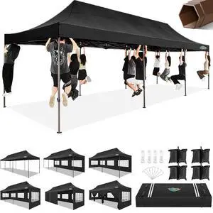 10x30 Pop Up Heavy Duty Canopy with 8 Sidewalls and Hexagonal Legs, Easy up Tent for Party, Wedding and Commercial, Outdoor Canopy with Carry Bag, Waterproof & UPF50+ (Black) 10x30 Pop Up Heavy Duty Canopy with 8 Sidewalls and Hexagonal Legs, Easy up Tent for Party, Wedding and Commercial, Outdoor Canopy with Carry Bag, Waterproof & UPF50+ (Black)