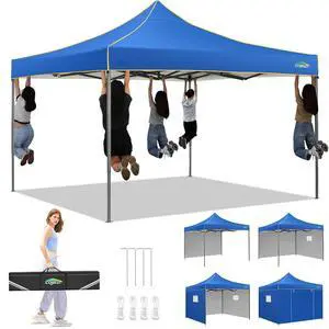 10x10 Heavy Duty Pop Up Canopy Tent with 4 Sidewalls, Easy Setup Outdoor Commercial Instant Tent for Parties Events Canopy with Carry Bag, Waterproof & UPF50+ (Blue) 10x10 Heavy Duty Pop Up Canopy Tent with 4 Sidewalls, Easy Setup Outdoor Commercial Instant Tent for Parties Events Canopy with Carry Bag, Waterproof & UPF50+ (Blue)
