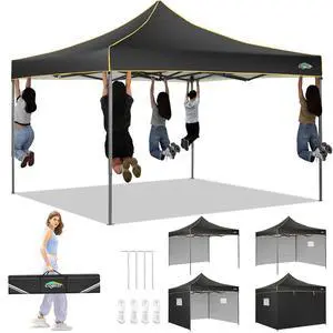 10x10 Pop Up Heavy Duty Canopy Tent with 4 Sidewalls, Easy Setup Outdoor Commercial Instant Tent for Parties Events Canopy with Portable Bag, Waterproof & UPF50+ (Black) 10x10 Pop Up Heavy Duty Canopy Tent with 4 Sidewalls, Easy Setup Outdoor Commercial Instant Tent for Parties Events Canopy with Portable Bag, Waterproof & UPF50+ (Black)