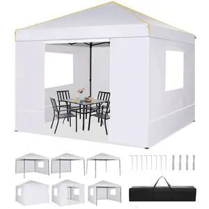 10x10 Pop Up Canopy Tent with Sidewalls and Roll-up Ventilated Windows with Mosquito net, Ez Outdoor Commercial Instant Gazebo Tent for Party Waterproof with Carrybag, Swan White 10x10 Pop Up Canopy Tent with Sidewalls and Roll-up Ventilated Windows with Mosquito net, Ez Outdoor Commercial Instant Gazebo Tent for Party Waterproof with Carrybag, Swan White