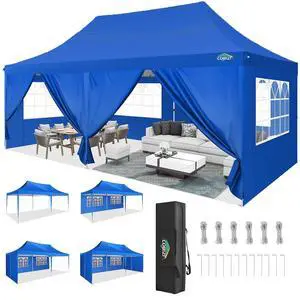 10x20 Pop Up Canopy with 6 Sidewall, Commercial Canopy UPF 50+ Waterproof Outdoor Gazebo with Carry Bag, Tents for Parties with Upgrade Frame, 3 Height Adjustable, Sky Blue 10x20 Pop Up Canopy with 6 Sidewall, Commercial Canopy UPF 50+ Waterproof Outdoor Gazebo with Carry Bag, Tents for Parties with Upgrade Frame, 3 Height Adjustable, Sky Blue