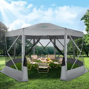 15x15 Pop Up Gazebo, Screen Tent with Carry Bag & Stakes, Gray 15x15 Pop Up Gazebo, Screen Tent with Carry Bag & Stakes, Gray