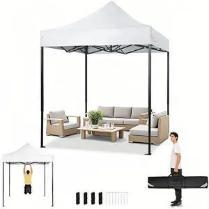 6.6x6.6 Pop up Canopy Tent Heavy Duty Without Sidewalls, Easy Set-up Commercial Outdoor Party Tent, 100% Waterproof Wedding TGazebo, 3 Height Adjustable with Carry Bag, White 6.6x6.6 Pop up Canopy Tent Heavy Duty Without Sidewalls, Easy Set-up Commercial Outdoor Party Tent, 100% Waterproof Wedding TGazebo, 3 Height Adjustable with Carry Bag, White
