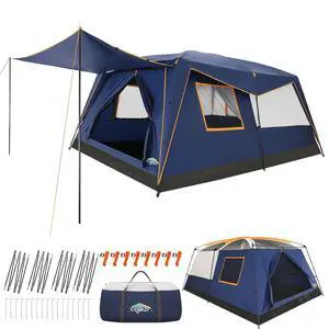 10 Person Camping Tent, Rainfly, Waterproof & Windproof, Deep Blue 10 Person Camping Tent, Rainfly, Waterproof & Windproof, Deep Blue
