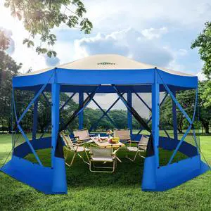 15x15 Pop Up Gazebo, Screen Tent with Carry Bag & Stakes, Blue 15x15 Pop Up Gazebo, Screen Tent with Carry Bag & Stakes, Blue