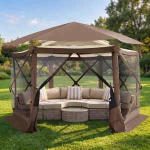12x12 FT Pop Up Canopy Stargazing Tent, Gazebos On Clearance with Removable Roof, Screened in Gazebo, Screen Tents Portable carpas para Patio for Outdoor Camping,Backyard, Garden, Brown(Pro) 12x12 FT Pop Up Canopy Stargazing Tent, Gazebos On Clearance with Removable Roof, Screened in Gazebo, Screen Tents Portable carpas para Patio for Outdoor Camping,Backyard, Garden, Brown(Pro)