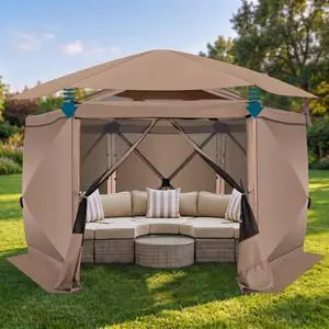 12x12 FT Pop Up Canopy Extendable Tent, Gazebos On Clearance with Removable Roof, Screened in Gazebo with sidewalls, Screen Tents Portable carpas para Patio for Outdoor Camping,Backyard,Khaki 12x12 FT Pop Up Canopy Extendable Tent, Gazebos On Clearance with Removable Roof, Screened in Gazebo with sidewalls, Screen Tents Portable carpas para Patio for Outdoor Camping,Backyard,Khaki